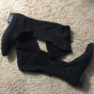 Black knee high suede boots
